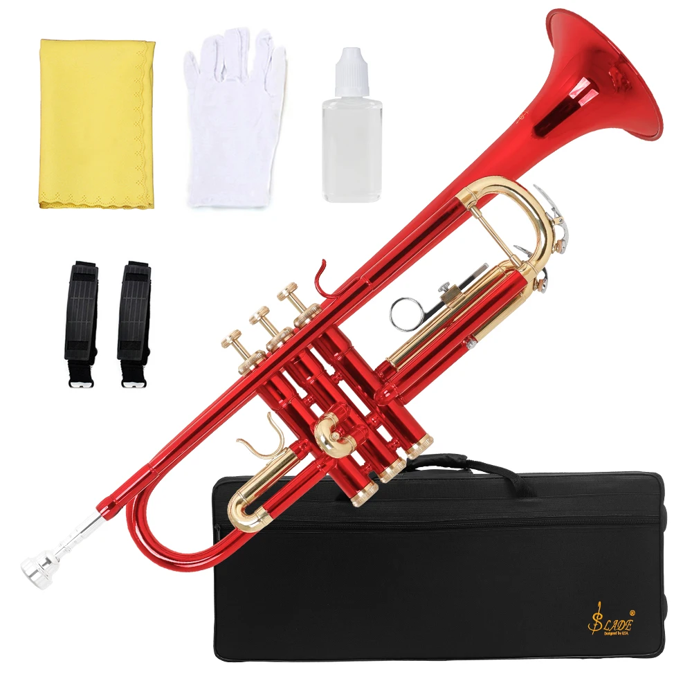 SLADE Factory Direct Sales Multicolored High Quality OEM ODM Professional Brass Wind Instruments B Flat Trumpet With Case Bag