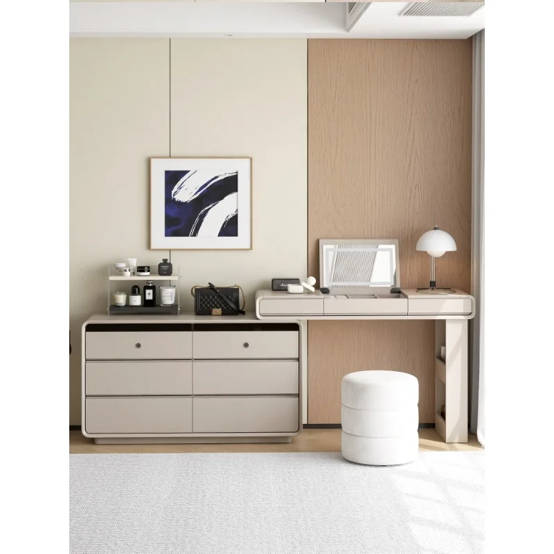 Home Minimalist solid wood clamshell dressing table, bedside bucket cabinet, dressing integrated small apartment retractable cab