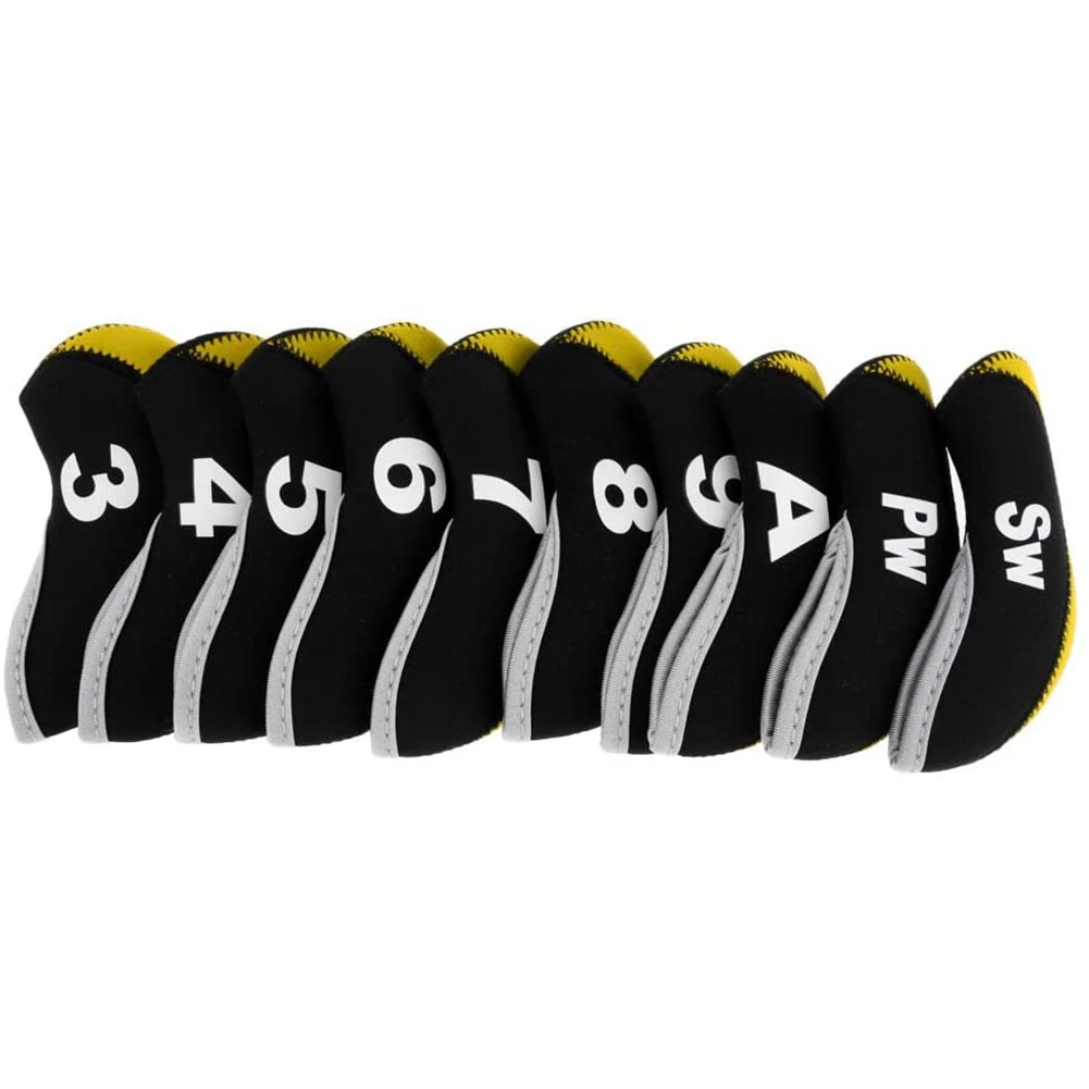 

New 10Pcs/Pack Golf Wedge Neoprene Iron Cover Golf Head Covers,Yellow