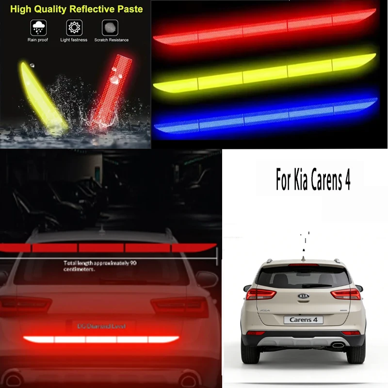 

For Kia Carens 4 1pcs Reflective Warning Safety Tape-Car Trunk Anti-Collision