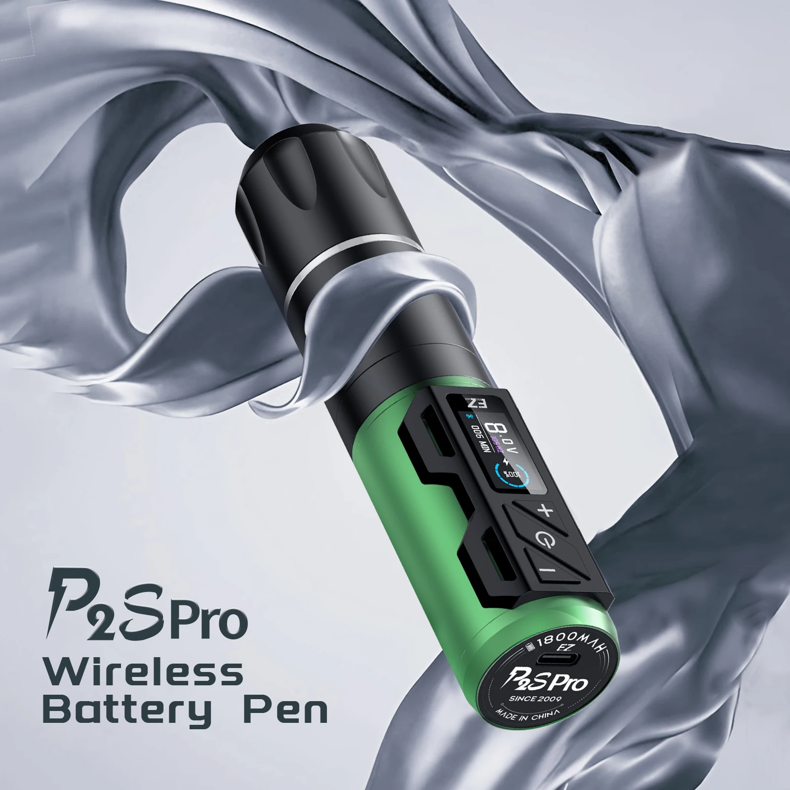 EZ P2S Pro Wireless Battery Tattoo Machine Pen with Portable Power Pack 1800mAh LED Digital Display for Cartridge Tattoo Needles