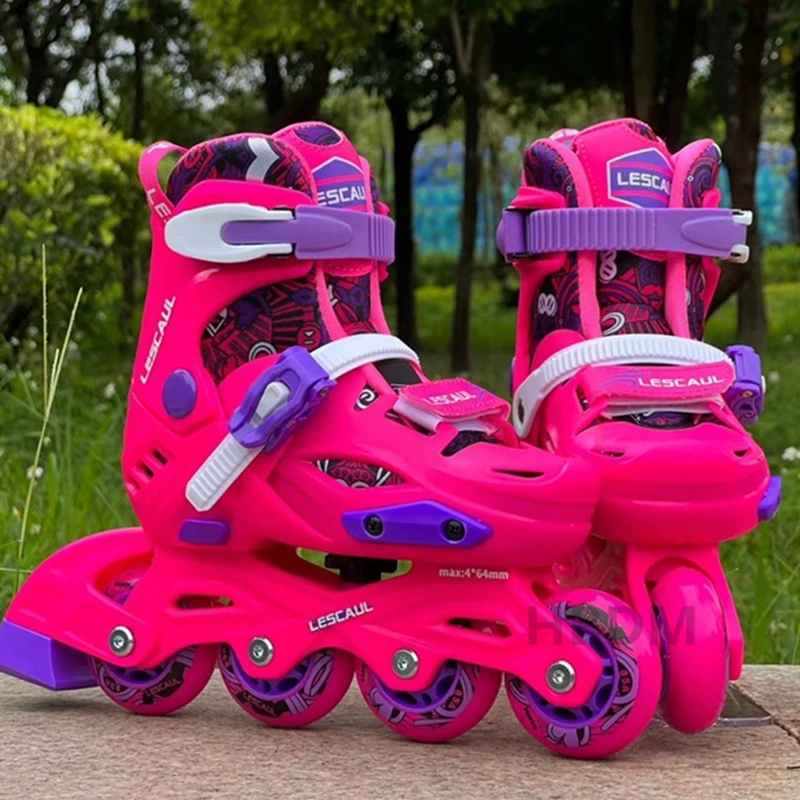 Children Youth Inline Skates Roller Skates Leisure Training Rock Skates With Brake Lock Wheel Removable Washable Size 28-39