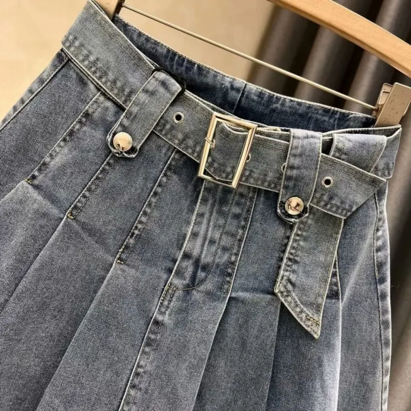 Teen Girl Casual Jean Pleated Skirts Summer Child Girls Denim Skirt Spring Baby Clothes 2023 New