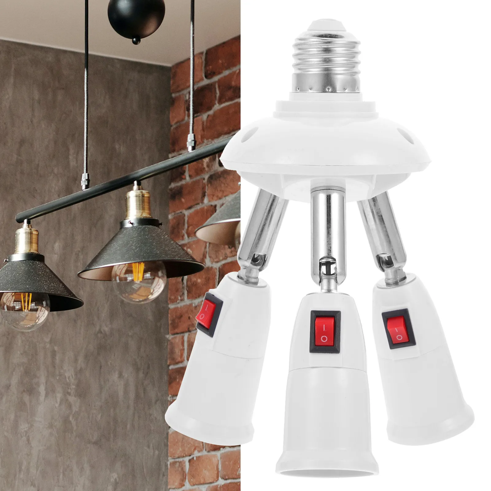 

Металлический разветвитель-адаптер E27 для ламп, удлинитель патрона, держатель для лампочек, идеально подходит для дома, мастерской, офиса