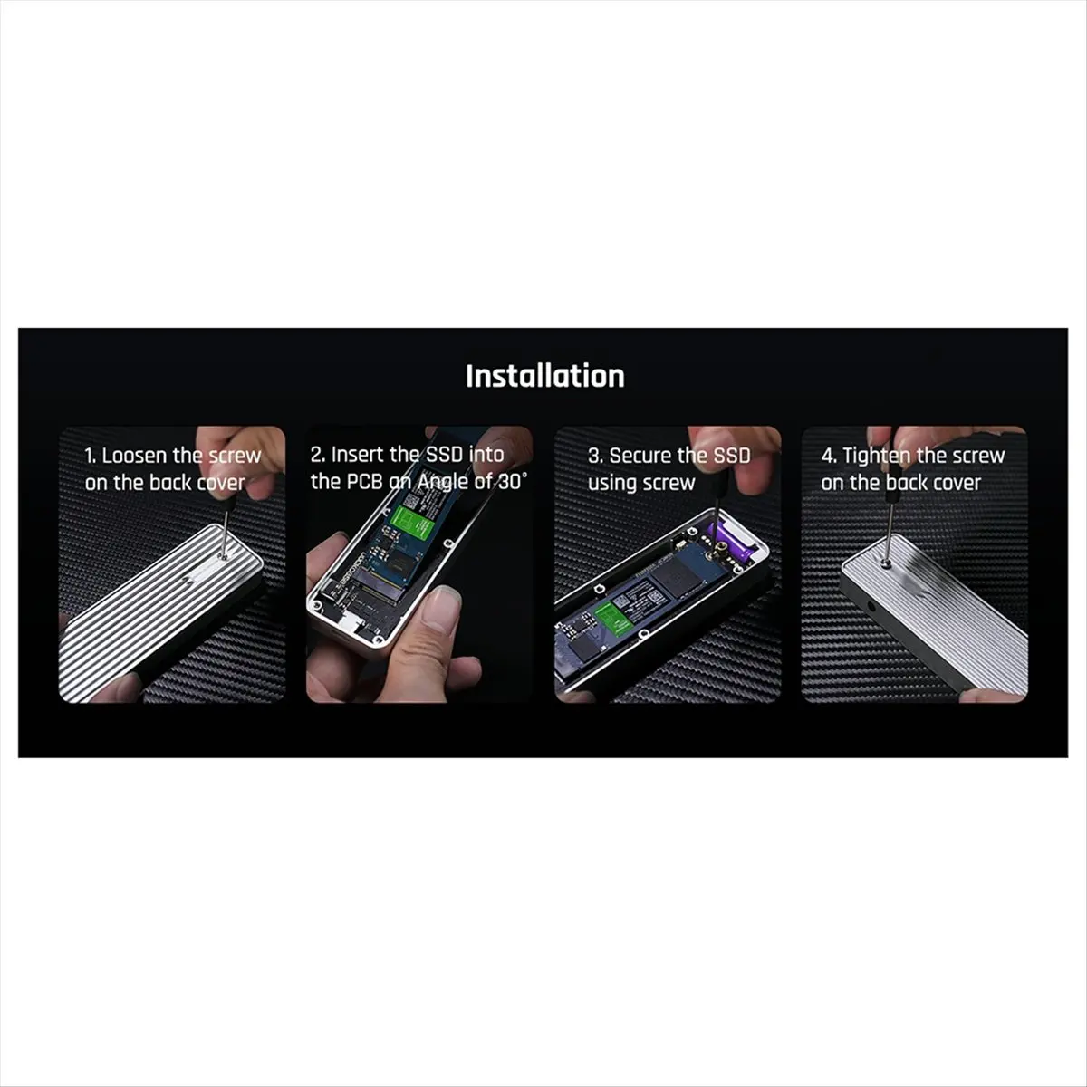 HDL Smart 2280 M.2 NVMe SSD Enclosure Cyber Design Explorer Edition with LCD Display Max 10GBps Type-C Black