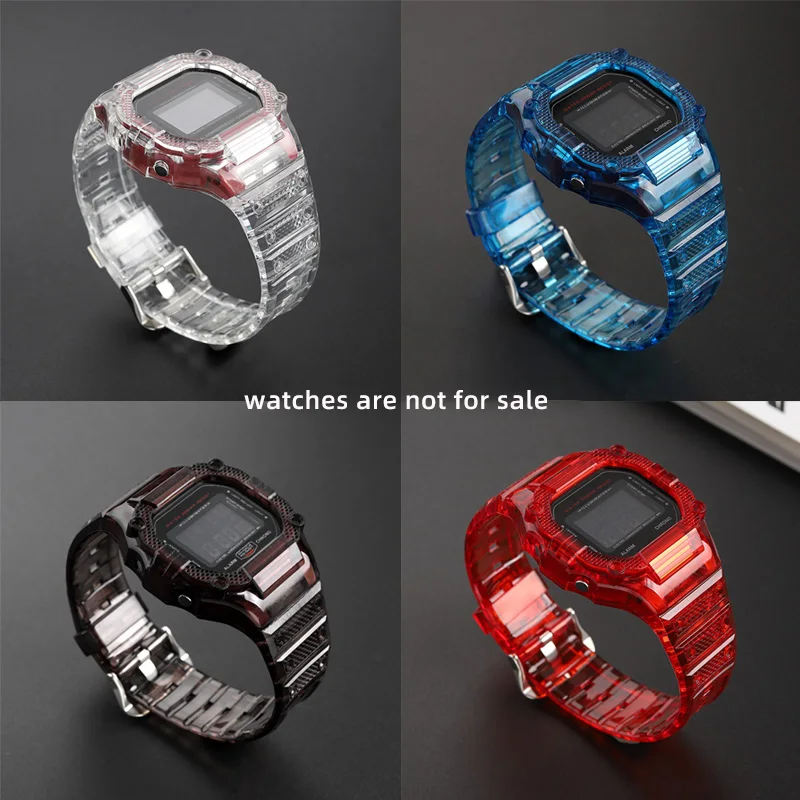 dw5600 прозрачный резиновый ремешок безель для Casio G-SHOCK DW-5600 GW-M5610 ТПУ спортивный водонепроницаемый сменный ремешок для часов защитный чехол
