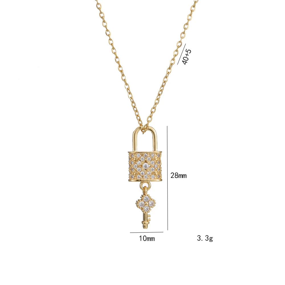 Fashion Vintage Creative Zircon Key Lock Pendant Necklaces for Women Classic Stainless Steel Chain Jewelry Gifts for Lover