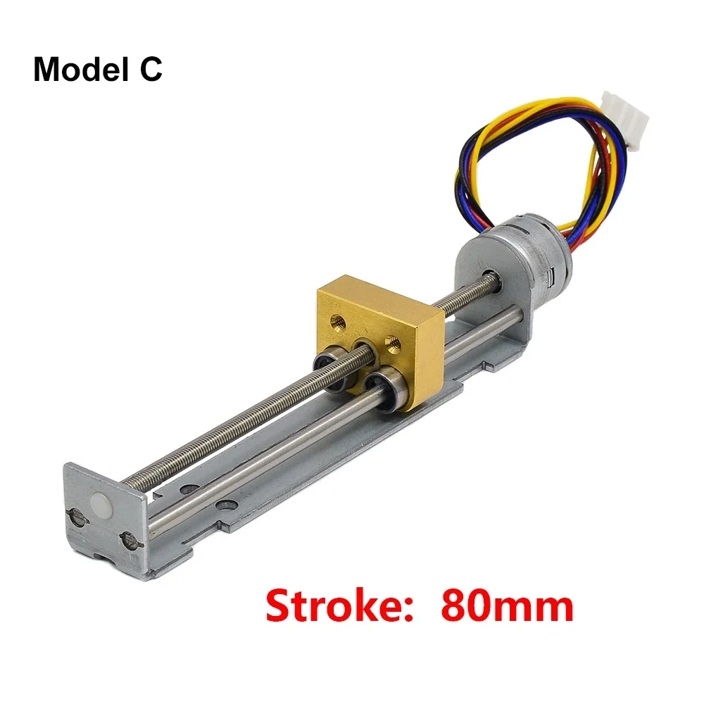 Stroke  35mm/55mm/80mm Linear Actuator Micro 15mm/20mm Two-phase Four-wire Stepper Motor With Copper Nut DIY  XYZ 3D printer