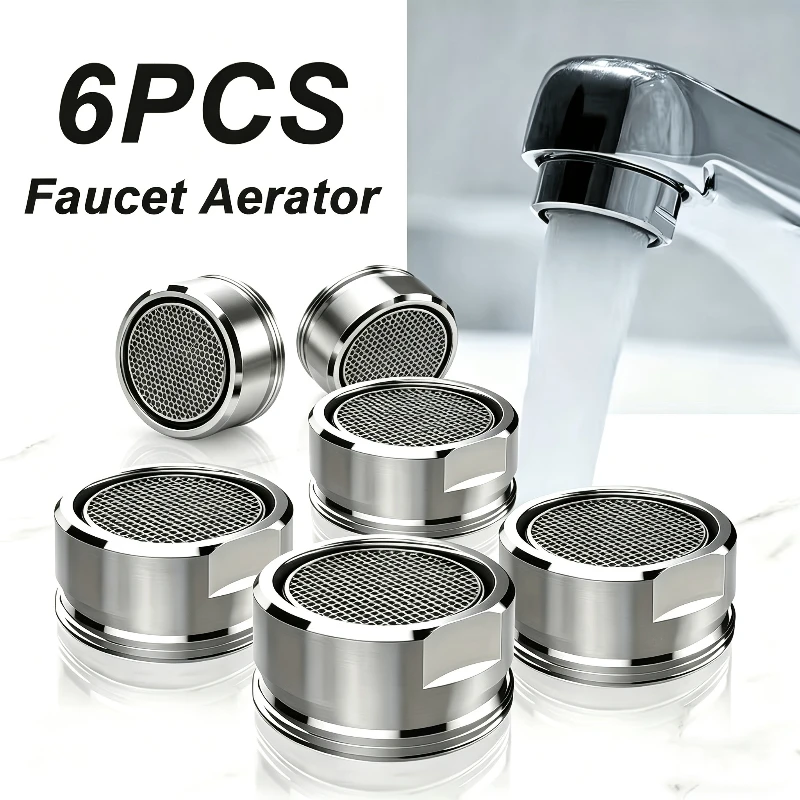 6Pcs Splash-Proof Faucet Aerator Nozzle, M24 Thread Bathroom Kitchen Sink Nozzle, Plastic Metal Easy Install Home Bar Shower