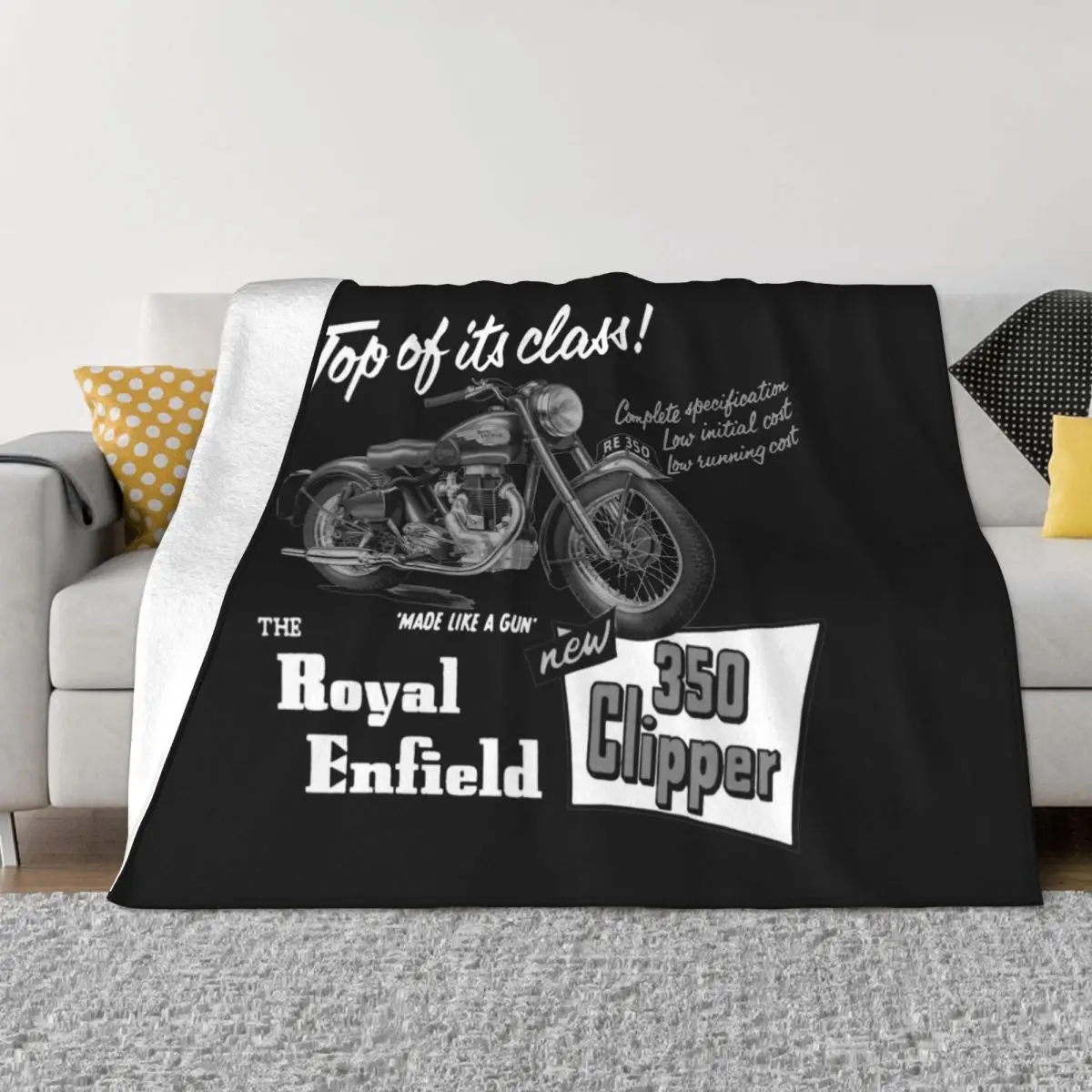 Enfielded-Motorcycle Motor Blankets Fleece Cycle Race Lightweight Thin Throw Blankets for Bed Bed Rug