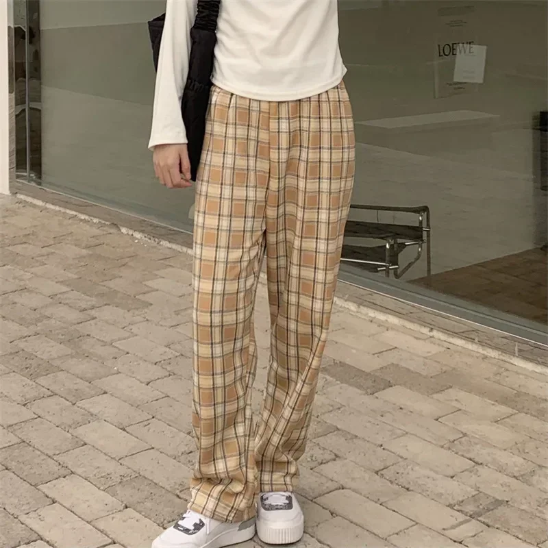 Mode Warme Plüsch Hosen Kaschmir Dicken Plaid Damen Winter Beiläufige Lose breitbeinig Hosen Koreanische Streetwear Studenten – Detail 28
