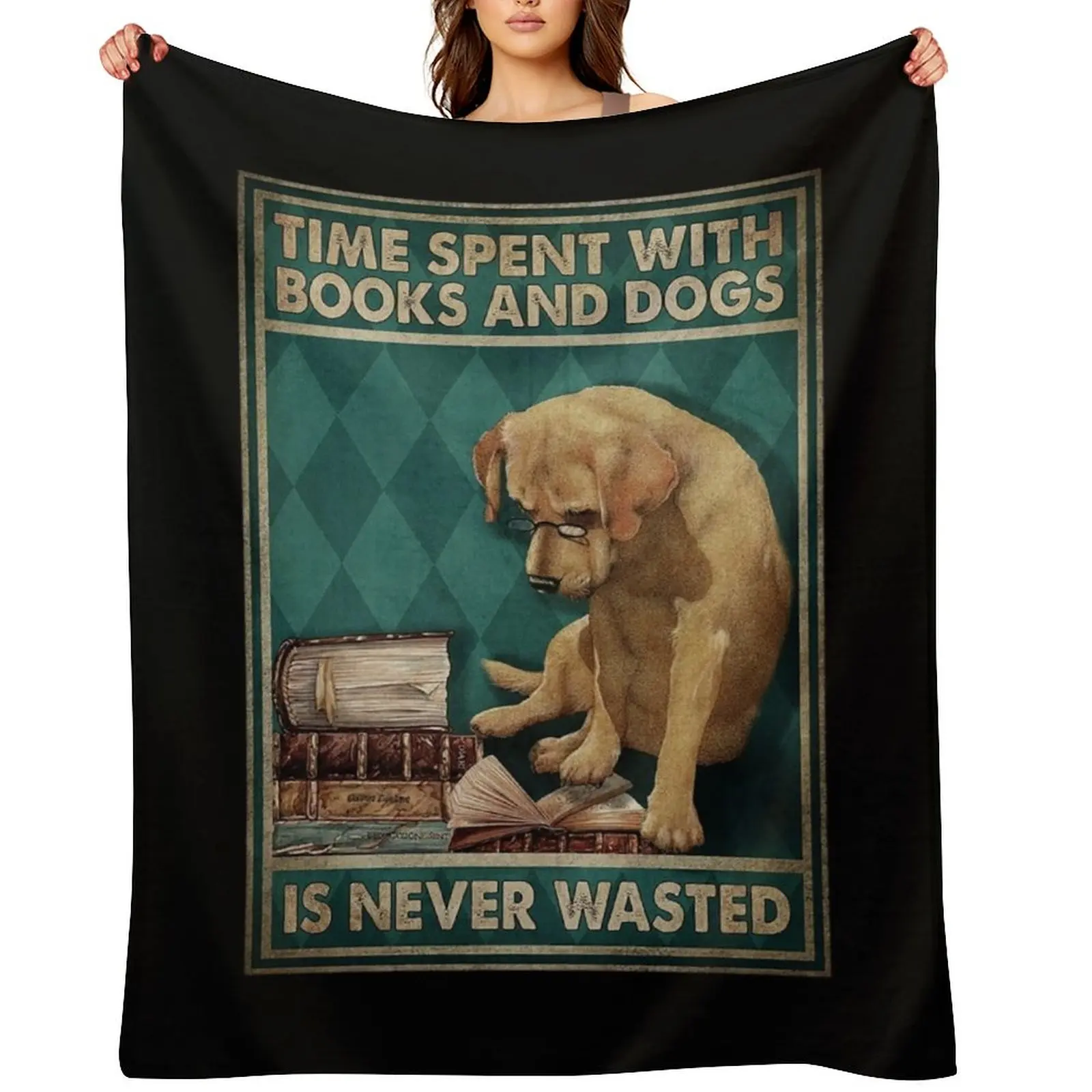Time spent with books and dogs is never wasted dog lover Throw Blanket Moving Luxury St funny gift Polar Blankets