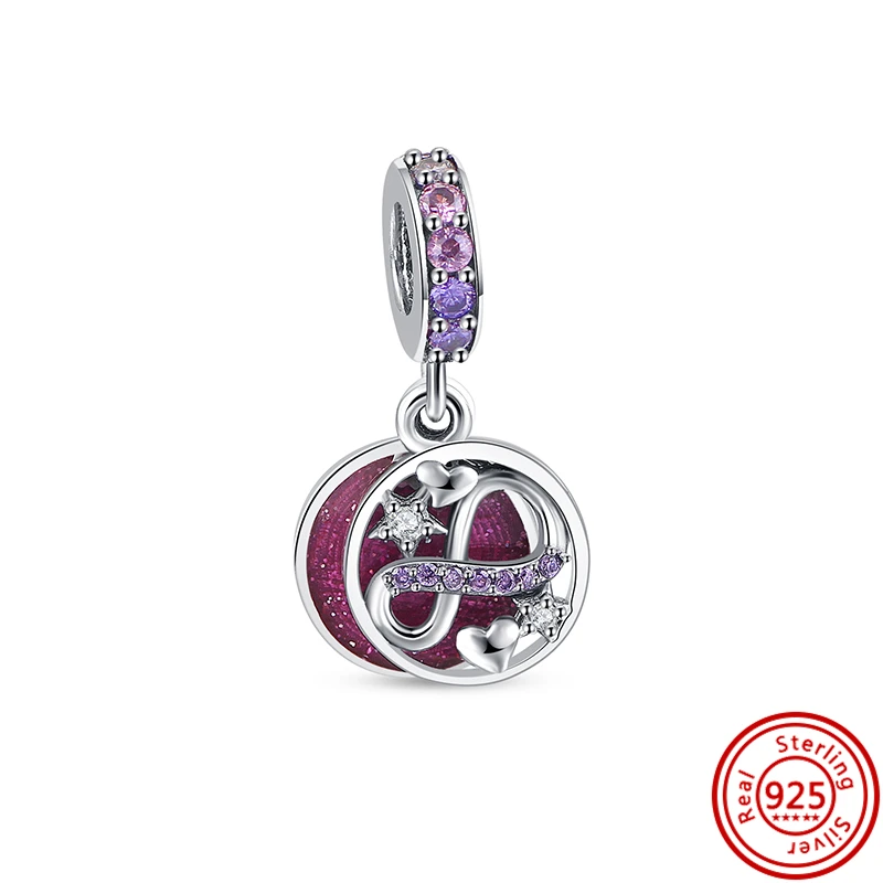 Nuova serie viola cuore uva stelle luna occhio pappagallo vetro 925 argento perline fai da te Fit originale Pandora Charms braccialetto gioielleria raffinata