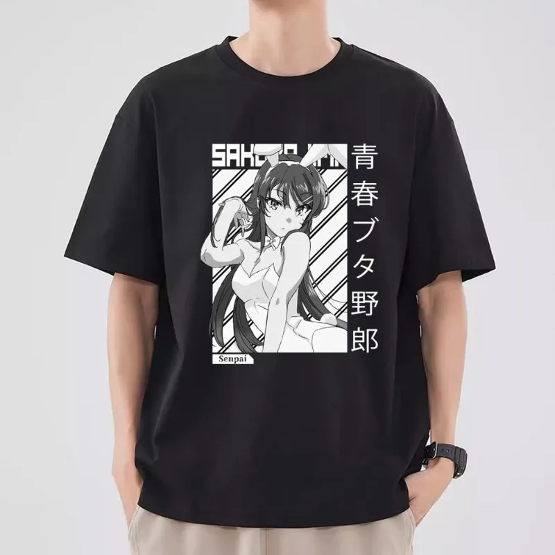 

Bilibili Sakurajima Mai T Shirt Men Couple Combination Clothes Short Sleeve Collar Fashion T-shirt Women Cotton