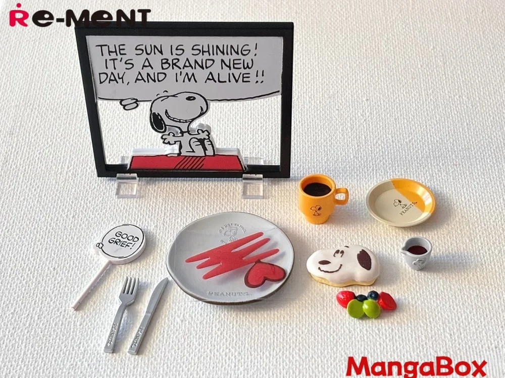 مجموعة لعب مصغرة من Re-ment سنوبي يلتقيك في مقهى الفول السوداني العصرية دمية الحلي تحصيل شخصيات الحركة لعبة للبالغين #5