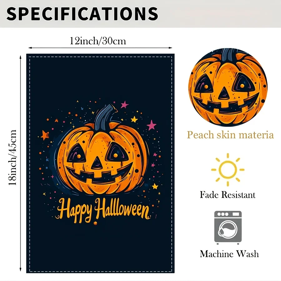 2D Flat, 2D-1pc 2d Print Garden Flag 12*18in Halloween Abstract Graffiti Art Star Pumpkin Head Welcome Garden Flag Peach Skin Double-sided Welcome Flag Is Very Suitable for Outdoor Decoration of Garden, Lawn, Courtyard, Home, Outdoor Decoration