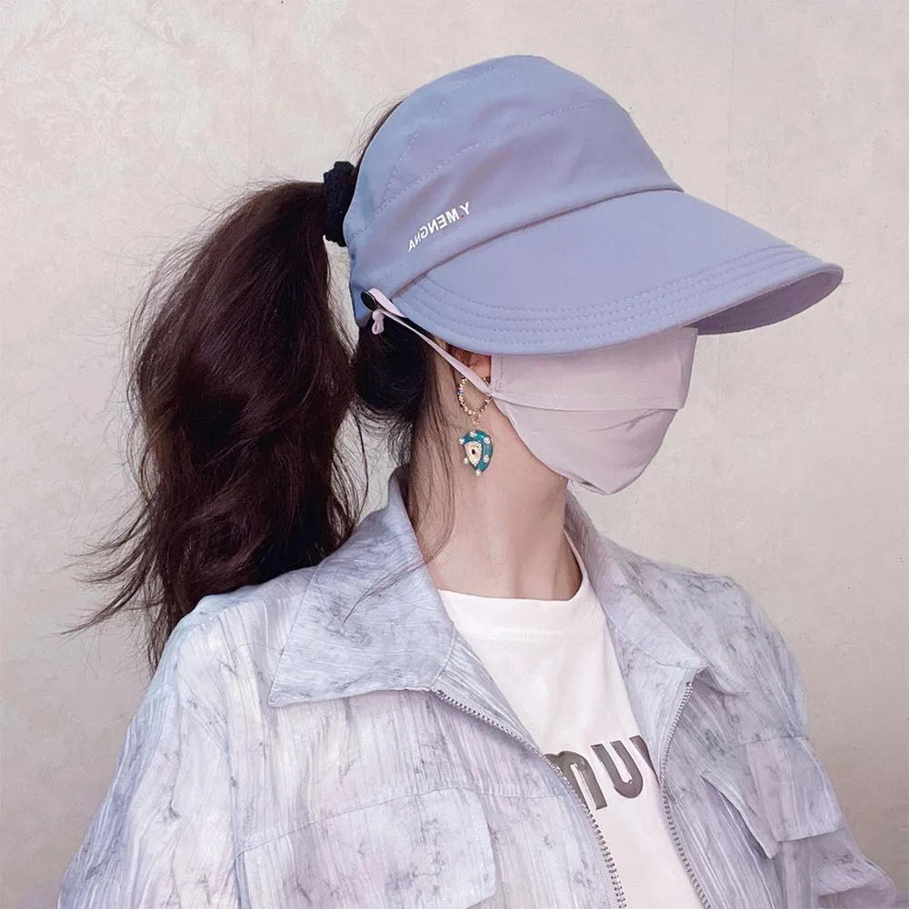 New UV Protection Duckbill Caps Breathable Large Brim Sun Protection Hat Open Top Embossed Sunshade Hat Women