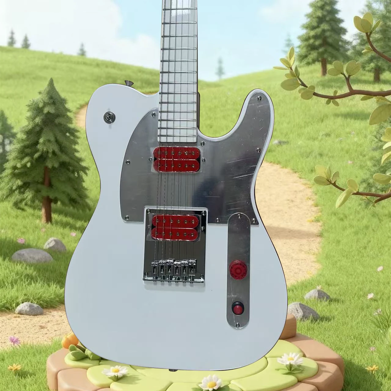 New Professional Guitar，New 5 Signature Ghost Guitar White H-H Pickups Red Knob guitars 6strings guitarra, High Quality, Maple F