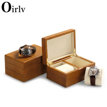 Oirlv new 2 grids wooden watches box organizer for men women wood watch display case fashion beige storage watch holder watch cases