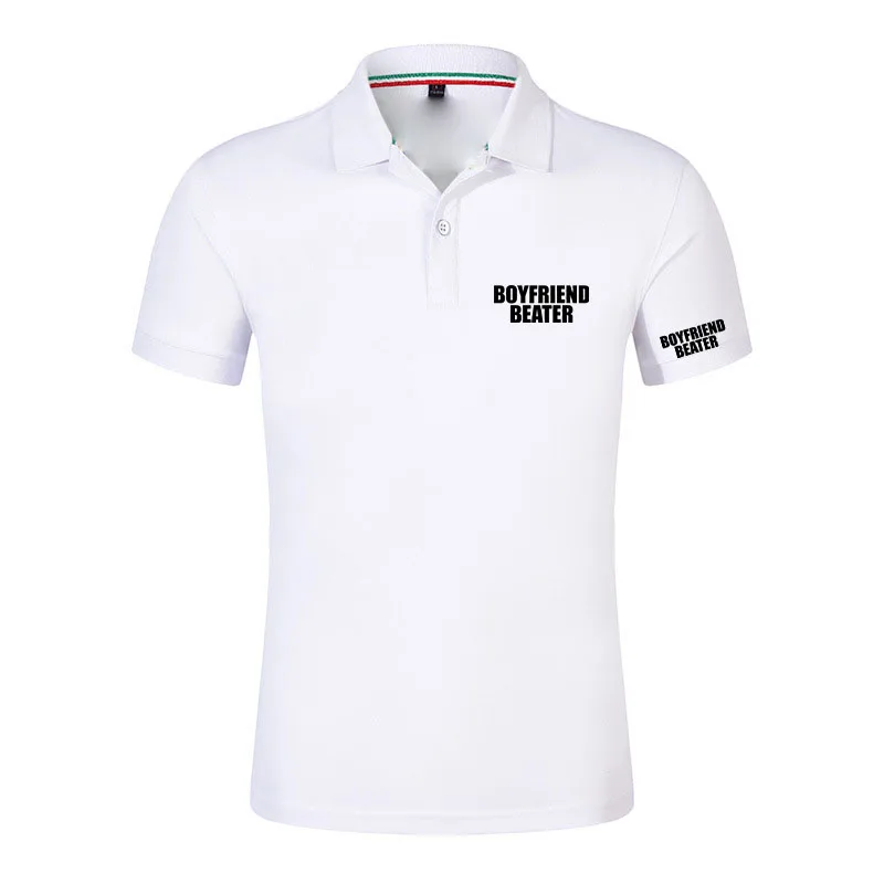 Men's Boyfriend Beater Logo Print 2026 Solid Color Polo Shirt Fit Business Casual Short Sleeve Absorb Sweat Breathable T-shirt