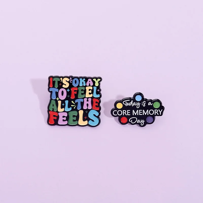 New Cartoon Rainbow Colored Letter Brooch Creative Personality English Short Sentence Metal Accessories Baked Paint Badge Pines