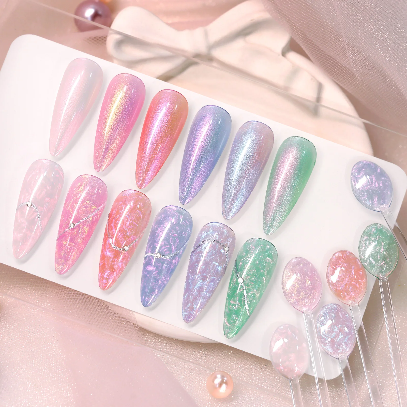 ยาทาเล็บเจล BORN PRETTY 7 มล. รุ่น Milky Planet Shell Thread 6 ชิ้น/ชุด สีขาวมุกเงางามพิเศษ แบบลอกออกได้ด้วยน้ำยาล้างเล็บเจล สำหรับตกแต่งเล็บด้วยแสงยูวี