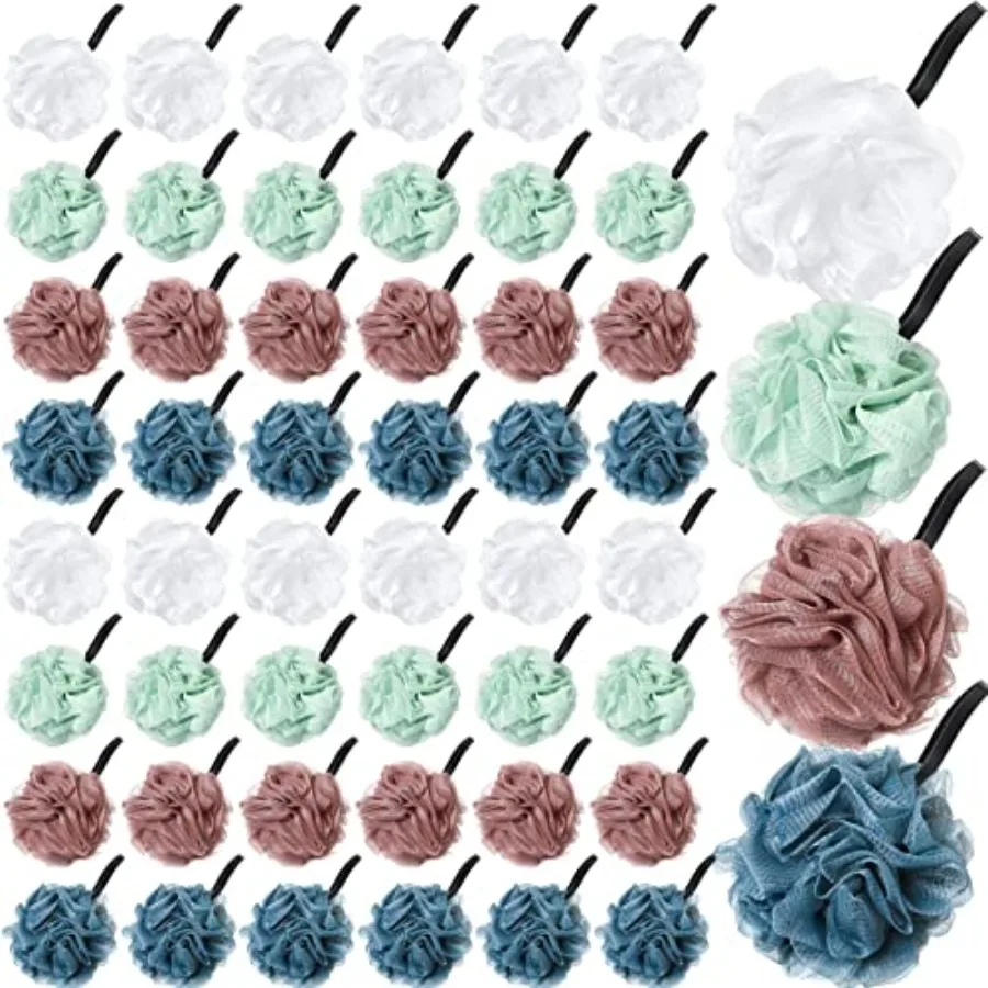

48 Pack Bath Sponge Shower Loofahs Bulk Pack 50g Soft Net Body Scrubber Shower Pouf Sponge Ball Body Exfoliating Bath Scrunchie
