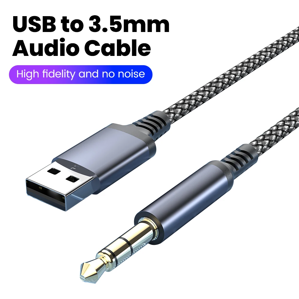 USB-auf-3,5-mm-Aux-Audiokabeladapter, 3,5-mm-Klinkenstecker auf USB-Kopfhörer-Mikrofon-Soundadapterkabel für Auto-Headset, PC, Laptop
