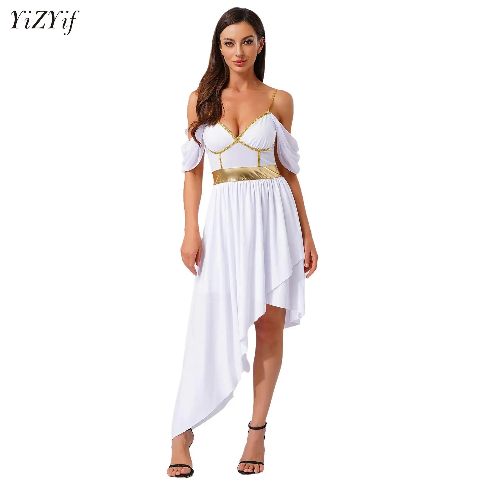 

Ancient Greek God Sling Dress Women's Sexy Cosplay Long Dress Cleopatra Queen Cosplay Halloween Carnival Performance Costume