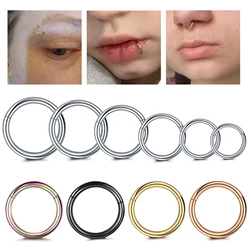 10pcs/lot Steel Hinged Segment Nose Hoop Rings Septum Piercing Daith Hoop Earring Lip Cartilage Piercings Women Jewelry 14G-20G