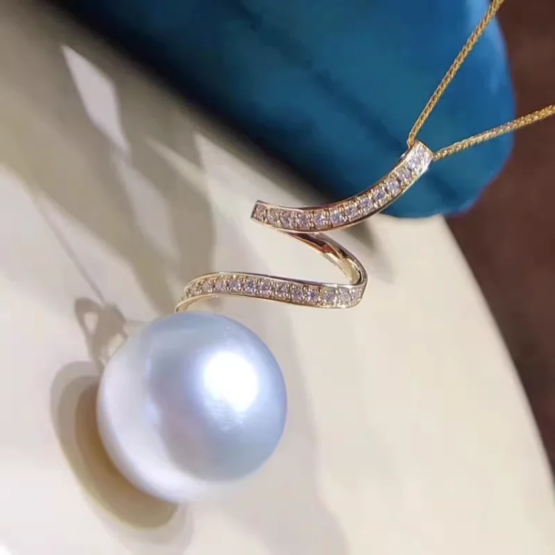 

HUGE AAAAA Round 11-12mm natural AKOYA white pearl Pendant necklace 925S