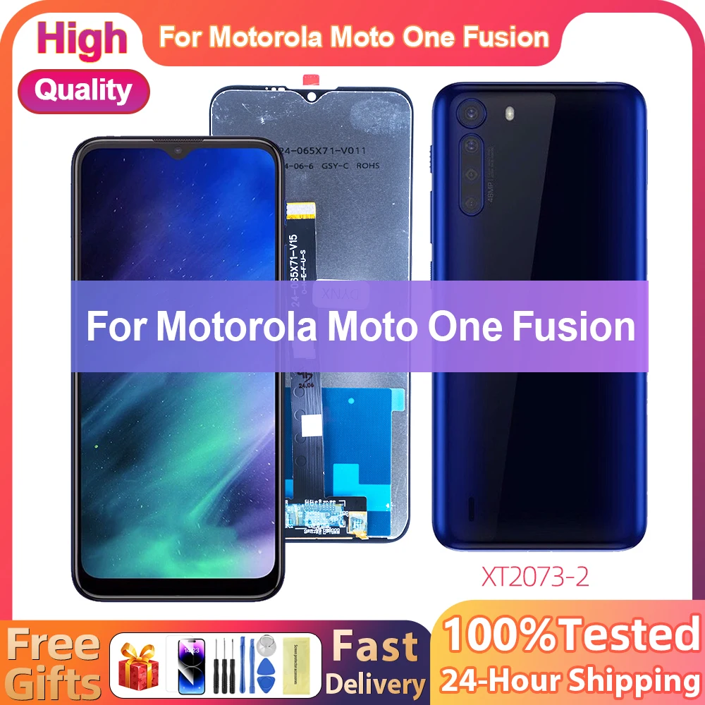 For Motorola One Fusion LCD Display Touch Screen Digitizer Assembly XT2073-2 With Frame Display Replacement Repair Parts