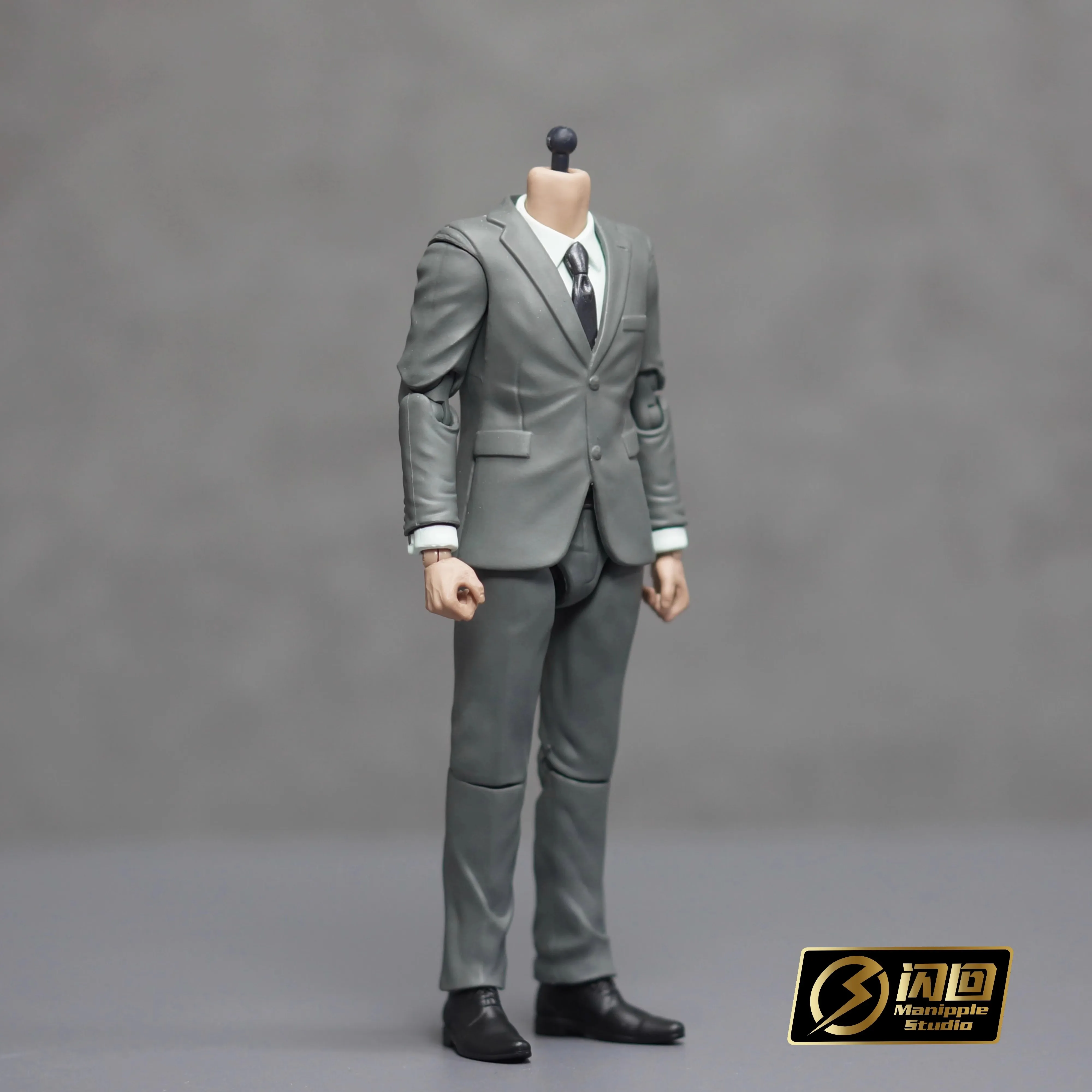 in Stock Manipple Studio 1/12 Grey Suit Body With Interchangeable Hands Model Fit 1:12 SHF Mafex Head Sculpts