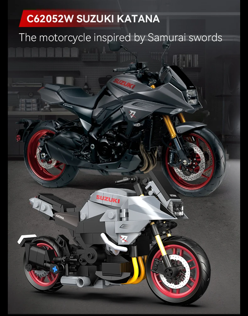 

Официально лицензированный конструктор CaDA Suzuki KATANA 1:12, модель мотоцикла, 310 деталей, коллекционная модель, подарок для детей и взрослых.