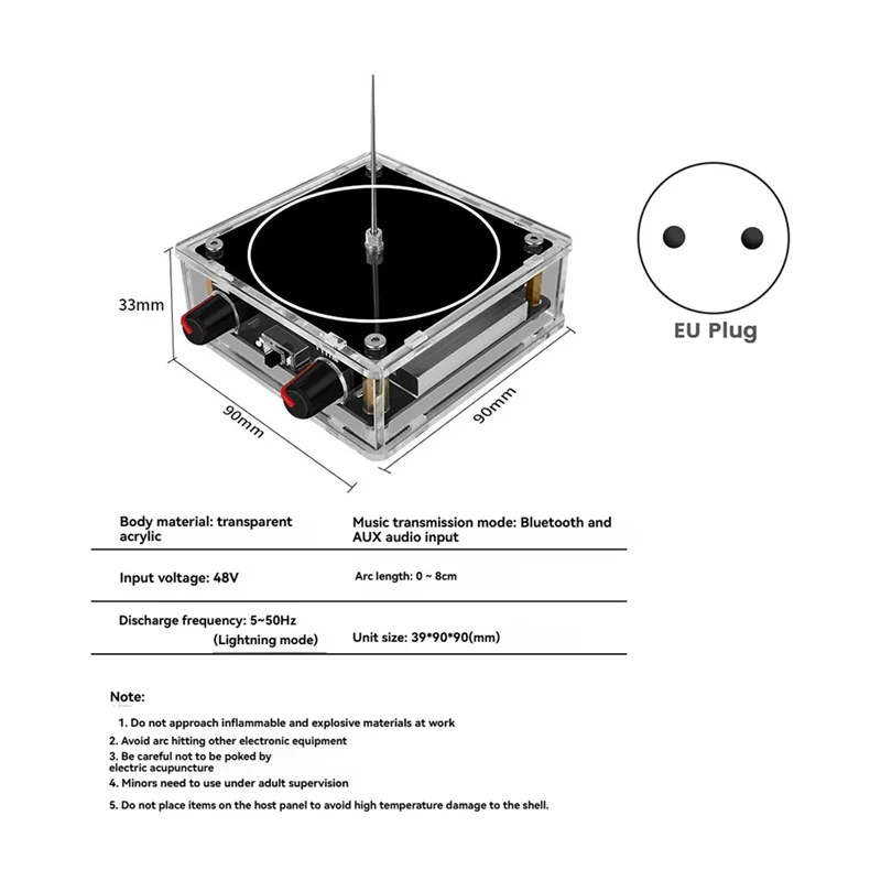Bobine de musique Bluetooth, générateur d'arc d'étincelle artificielle tactile, outil d'expérimentation d'enseignement des sciences