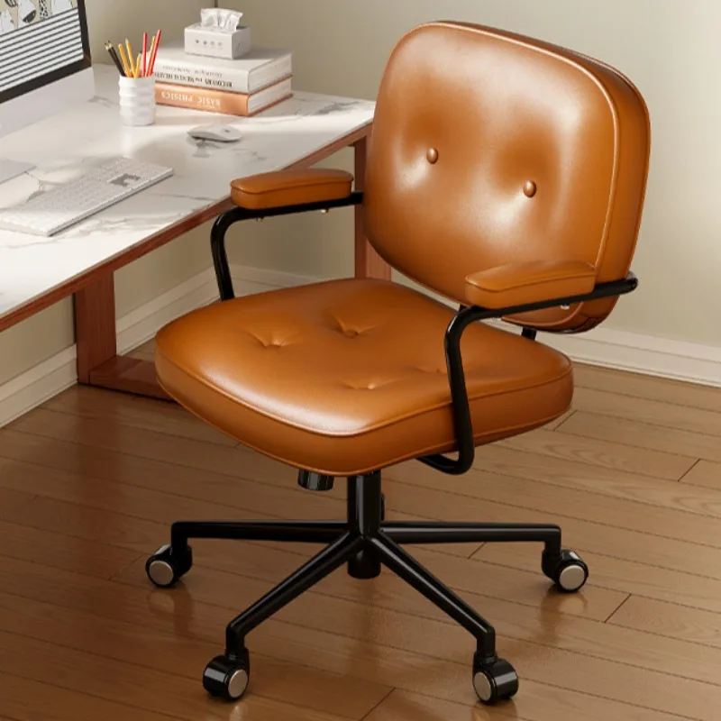 Comfy Computer Office Chair Back Modern Home Decor Bedroom Desk Wheel Chair Up Down Leather Swivel Chair Furniture Accessories