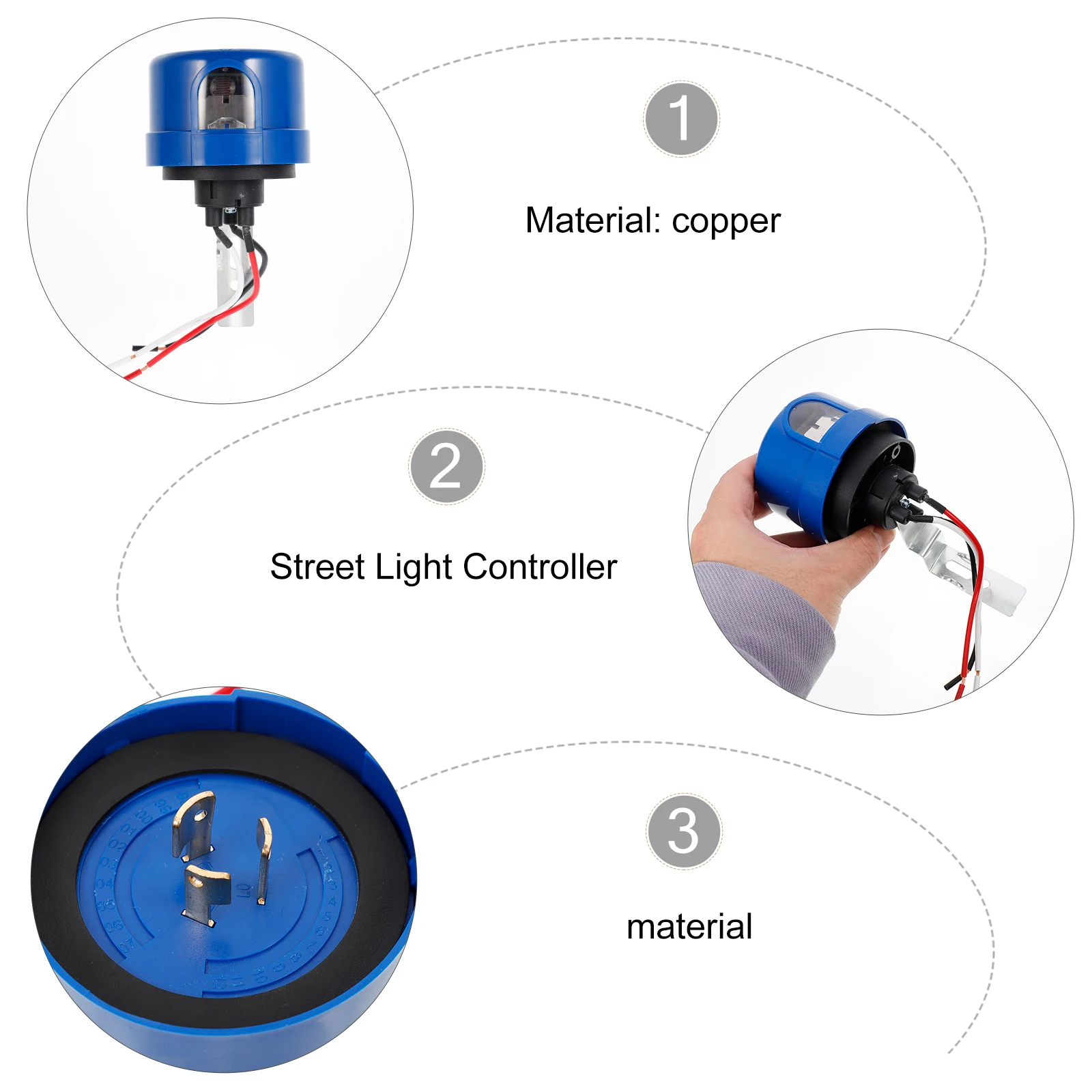 

Street Light Control Switch Automatic Sensor LED Photoelectric Controller Waterproof ABS Copper Energy Saving