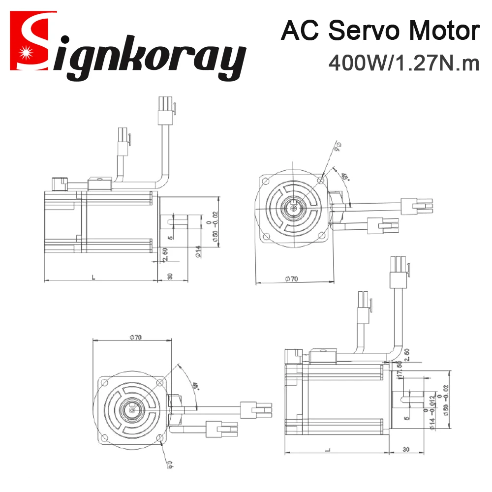 SignkoRay 400W 1.27N.m AC Servo Motor 60ST-M01330 3000RPM 220V 2.8A for Industrial Control Application