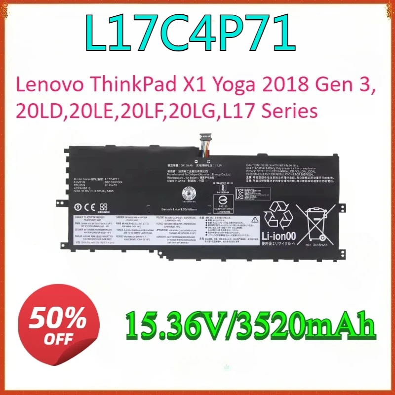 

01AV474 01AV475 Laptop Battery For Lenovo ThinkPad X1 Yoga 2018 Gen 3,20LD,20LE,20LF,20LG,L17C4P71,L17M4P71,L17M4P73,SB10K97623