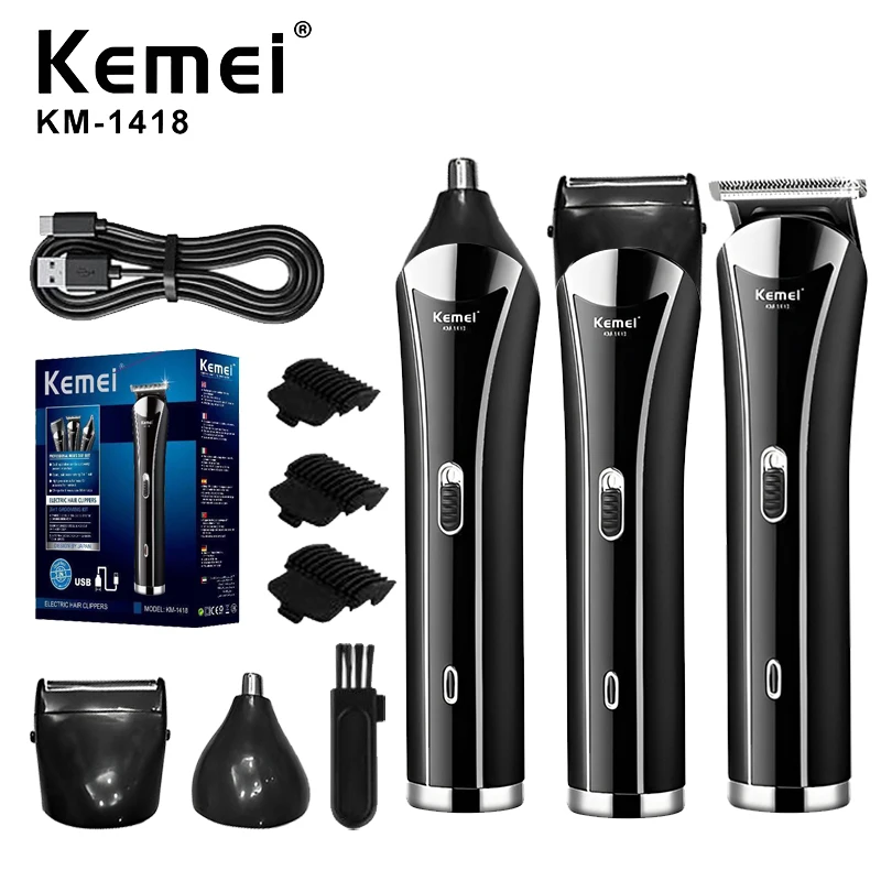 Cortadora de pelo eléctrica Kemei, cortadora de pelo eléctrica recargable, KM-1418, afeitadora, cortadora de pelo de nariz, herramienta de estilismo 3 en 1