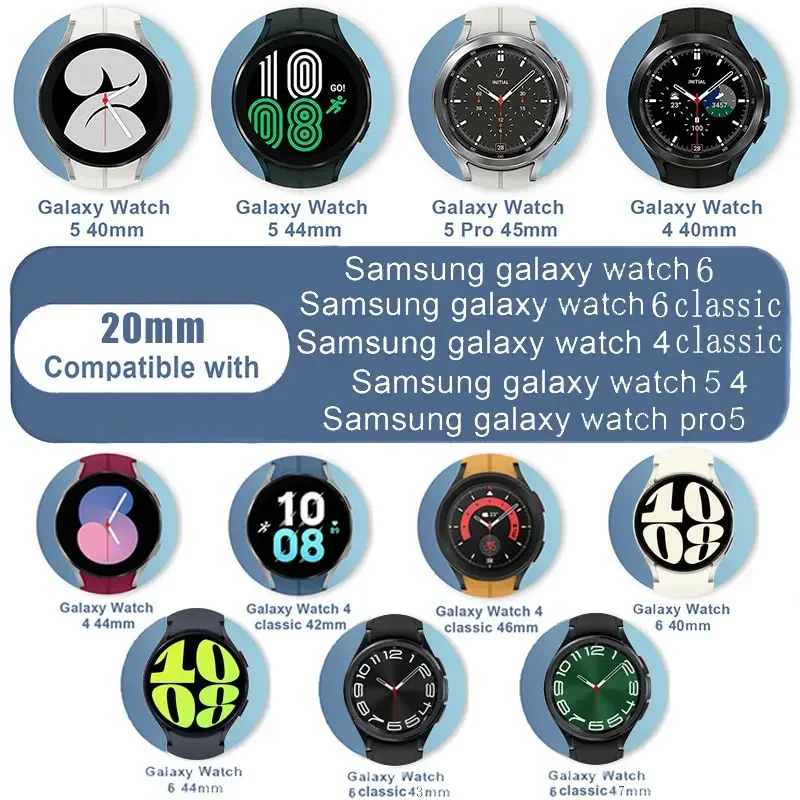 Original Silicone Band for Samsung Galaxy Watch 6 5 4 Classic Strap 47mm 43mm 44mm 40mm Magnetic Buckle Galaxy Watch 5 Pro 45mm