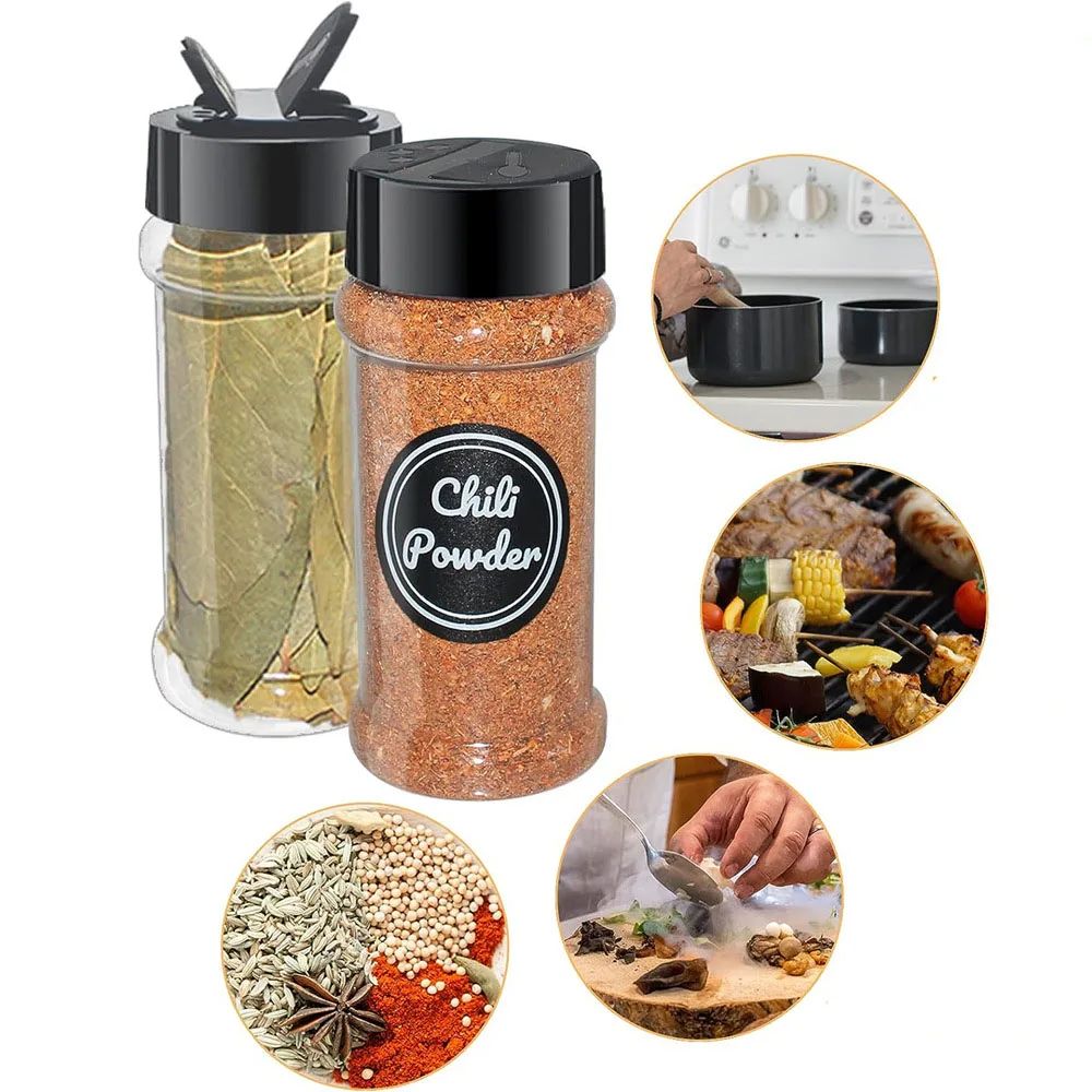 100/170ml Clear Spices Bottle Salt Pepper Shakers Plastic Barbecue Seasoning Jars Condiment Box Home Kitchen Powder Storage Can