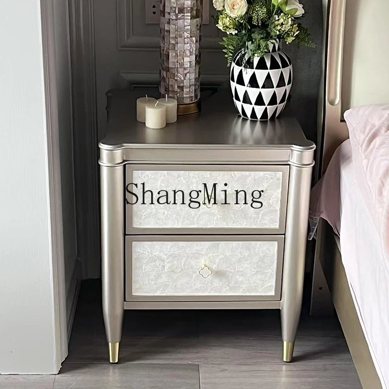 

CL light luxury bedside table, solid wood bedroom shell, two drawers, bedside storage, storage, modern window cabinet