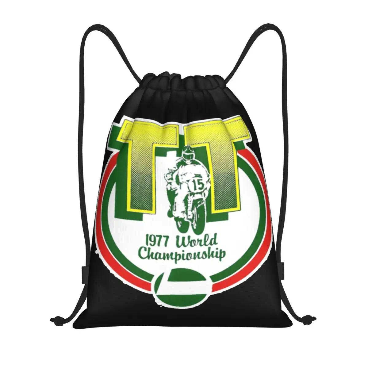 Motorcycle TT Endurance Race Drawstring Backpack Women Men Sport Gym Sackpack Foldable Isle Of Man Flag Training Bag Sack