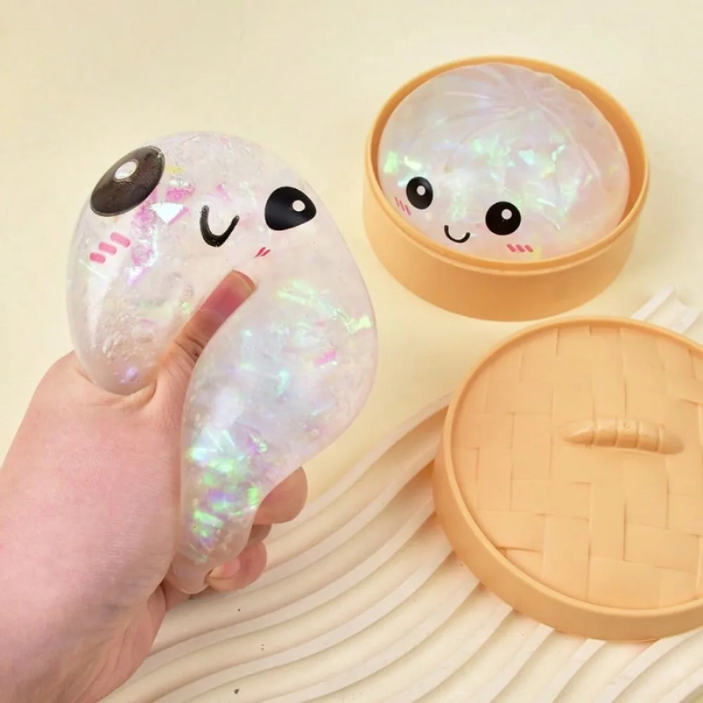 Squishy Realistischer Glitzer-Knödel-Quetschball aus weichem TPR mit transparentem Band – Stressball und Fidget-Spielzeug zur Entspannung für Kinder und Erwachsene