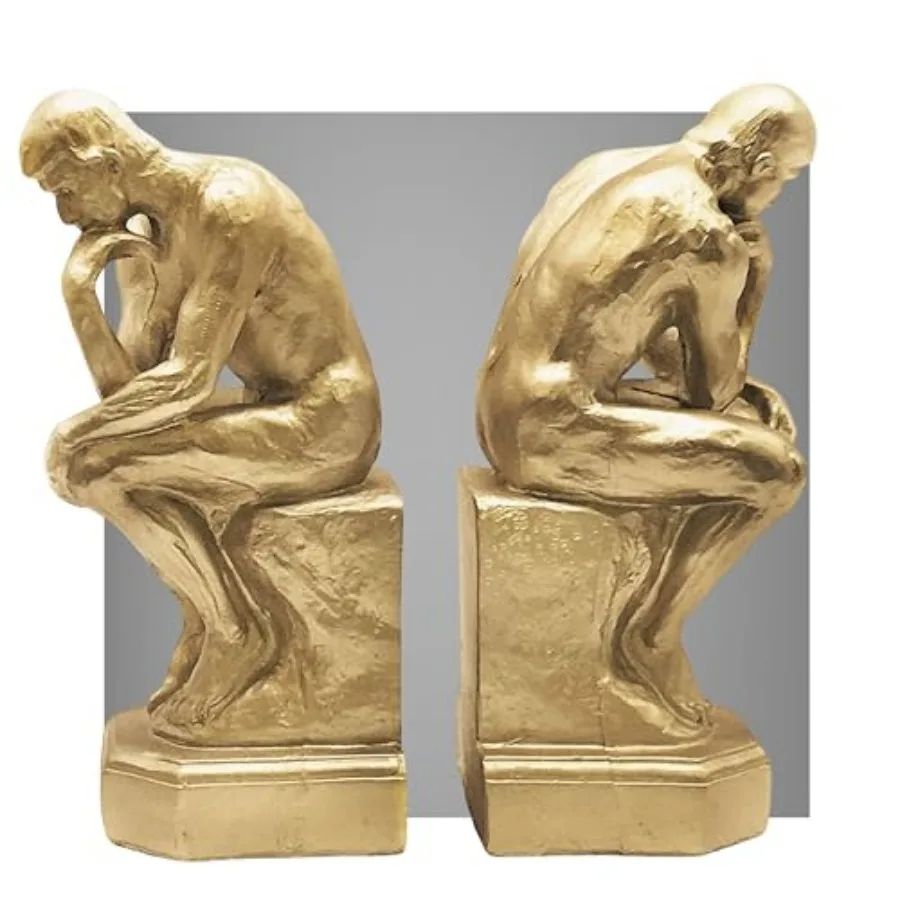 

Набор подставок для книг Rodin Thinker, 9 дюймов, золотистые, из полирезины, в виде статуэток Августа, прочные, нескользящие
