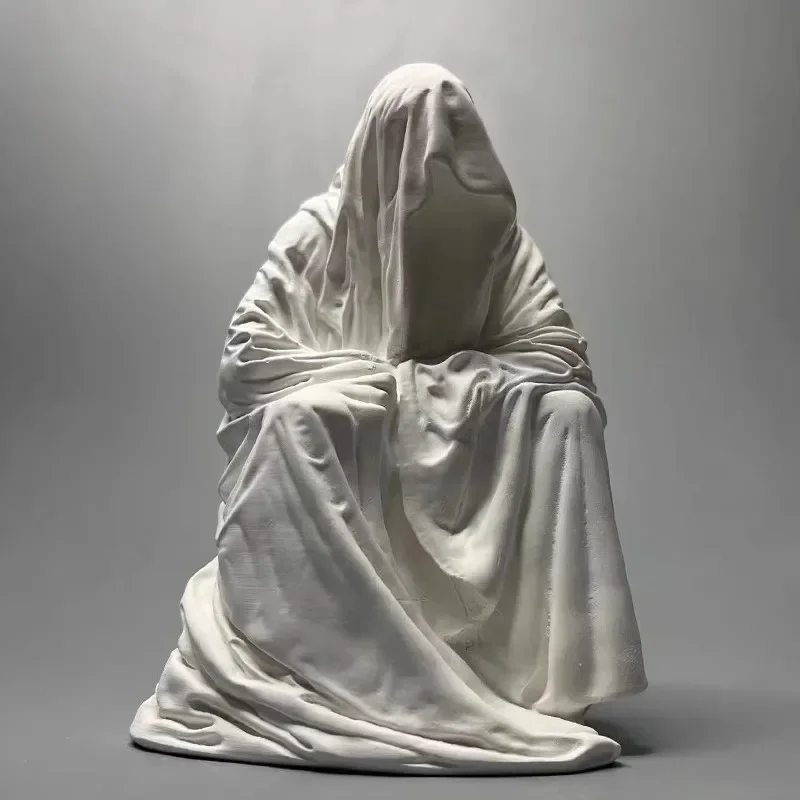 Ghost Wizard Death Robe Sculpture Art Figurine Room Decoration Creative Gypsum Ornaments European Retro Desktop Decor Statue