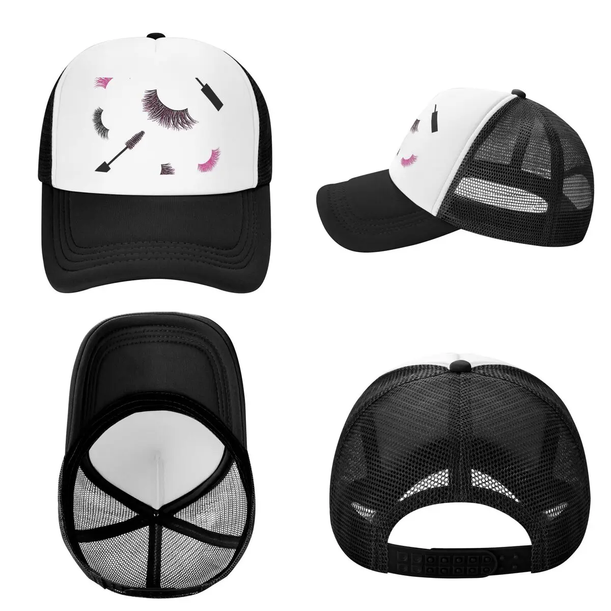 Lashes And Mascara With Pink Glitter Pattern Bath Mat22 Cap Fashion Mesh Baseball Caps Adjustable Hat Hip Hop Summer