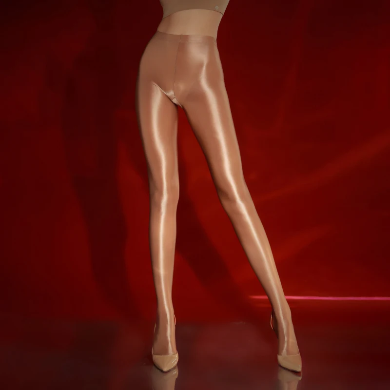 Plus Size Glossy Satin Shaping Pantyhose Oil Shiny Yoga Leggings Women Sexy Cuban Heel Back Seam Tights Hot Pole Dance Clubwear