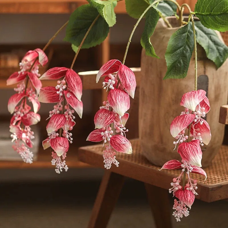 43 Zoll große, rosafarbene chinesische Puppenpflanze, künstliche Blumen, tropische Medinilla Magnifica, künstliche Blumen für Zuhause, Party, Geschäft, Hochzeitsdekoration – Detail 9